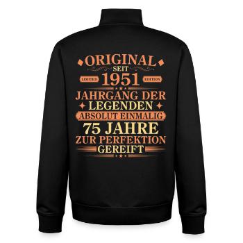 Original 1951 Jahrgang der Legenden 75 Jahre - Unisex Organic Zip Sweatshirt von Stanley/Stella - Schwarz - Hinten - AI Model Male 185 light (185cm)