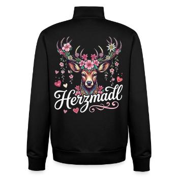 Herzmadl Shirt Damen Trachtenshirt Tracht Oberteil - Unisex Organic Zip Sweatshirt von Stanley/Stella - Schwarz - Hinten - AI Model Male 185 light (185cm)