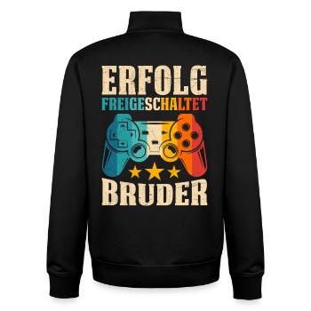 Familie Set ERFOLG FREIGESCHALTET BRUDER LUSTIG - Unisex Organic Zip Sweatshirt von Stanley/Stella - Schwarz - Hinten - AI Model Male 185 light (185cm)