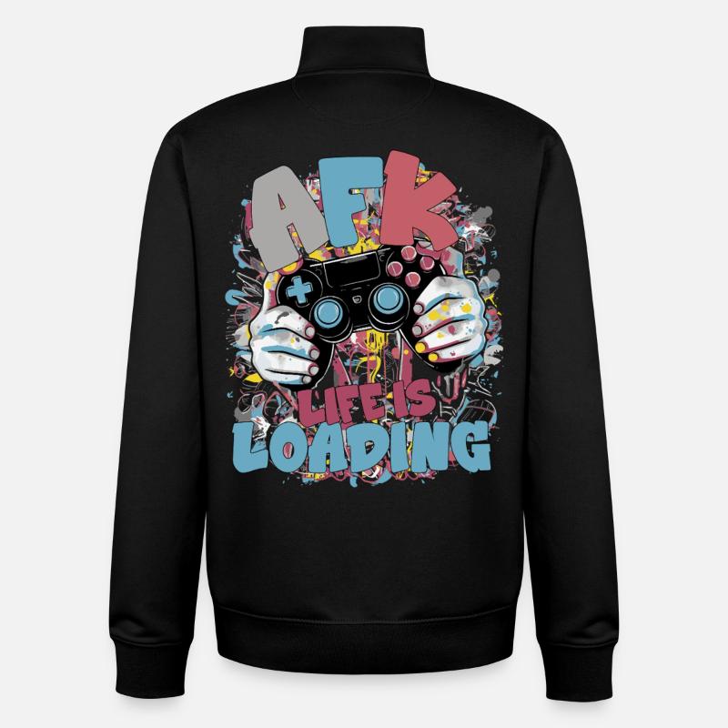 La vie se charge : Graffiti gaming - Sweat zippé unisexe en coton bio Stanley/Stella - noir