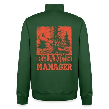 Branch Manager Kettensäge Holzfäller Wald - Unisex Organic Zip Sweatshirt von Stanley/Stella - Flaschengrün - Hinten - AI Model Male 185 dark (185cm)