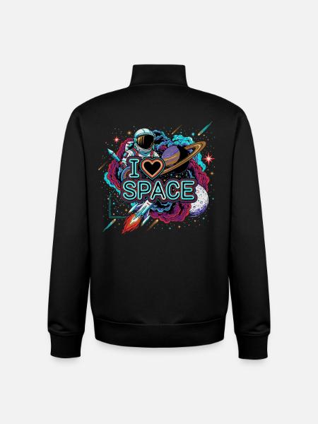 I Love Space Astronaut - Unisex Organic Zip Sweatshirt by Stanley/Stella - black