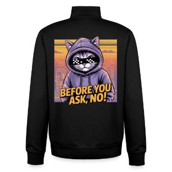 Before You Ask No Shirt Cat Hoodie Streetwear - Unisex Organic Zip Sweatshirt by Stanley/Stella - black - Back - AI Model Male 185 light (185cm)