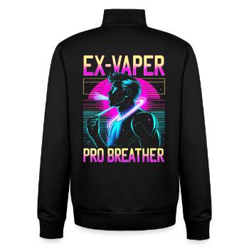 Non-fumeur, ex-fumeur, ex-vapoteur. - Sweat zippé unisexe en coton bio Stanley/Stella - noir - Dos - AI Model Male 185 light (185cm)