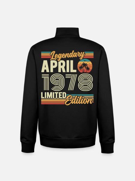 April 1978 48. Jubiläumsgeschenk – April 1978 - Unisex Organic Zip Sweatshirt von Stanley/Stella - Schwarz