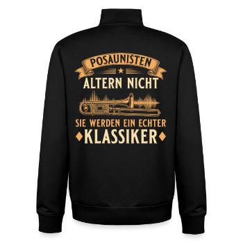 Posaunisten altern nicht – Echter Klassiker - Unisex Organic Zip Sweatshirt von Stanley/Stella - Schwarz - Hinten - AI Model Male 185 light (185cm)