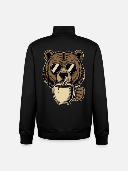Bearly Awake Coffee Bear - Unisex Organic Zip Sweatshirt by Stanley/Stella - black
