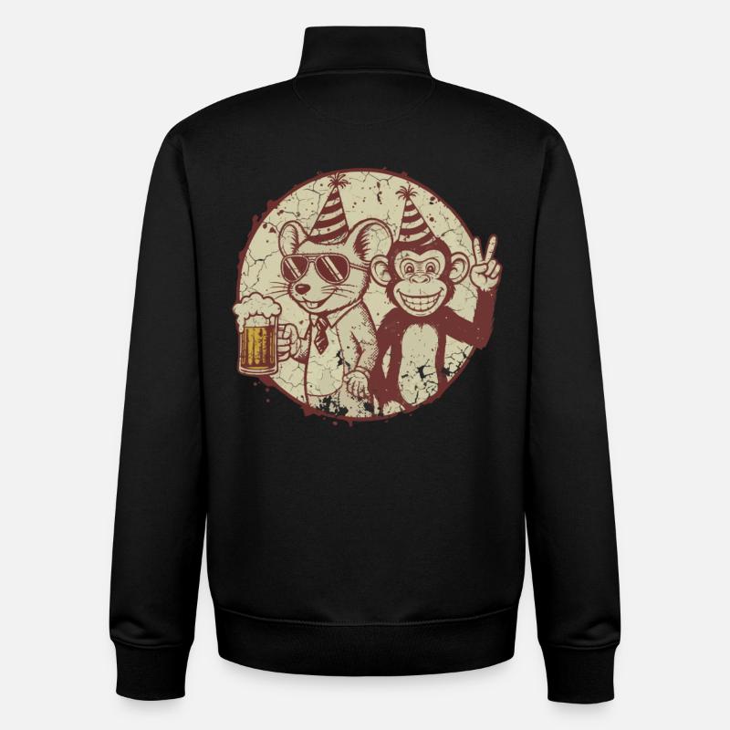 Bière Singe Souris de Fête - Sweat zippé unisexe en coton bio Stanley/Stella - noir