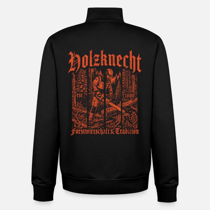 Woodcutter Forestry Forest Chainsaw - Unisex Organic Zip Sweatshirt by Stanley/Stella - black