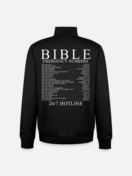 Bible Emergency Numbers Shirt - Unisex Organic Zip Sweatshirt by Stanley/Stella - black