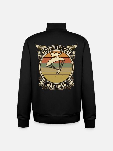 Parachutist Saying Paragliding Retro - Unisex Organic Zip Sweatshirt by Stanley/Stella - black