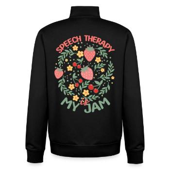 SLP-Sprachtherapie ist genau mein Ding - Unisex Organic Zip Sweatshirt von Stanley/Stella - Schwarz - Hinten - AI Model Male 185 light (185cm)