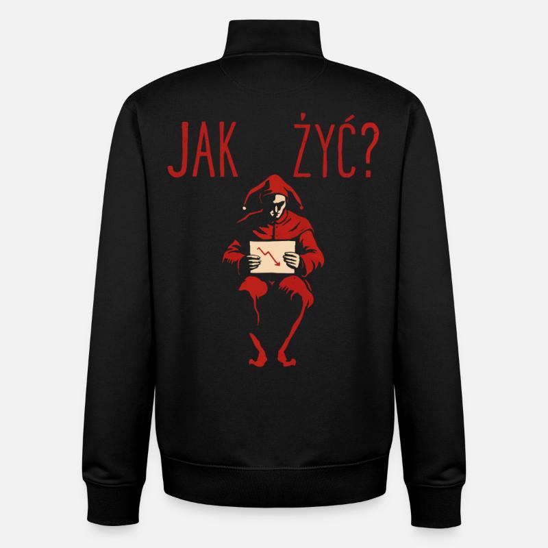 Jak Żyć Polish Meme Existential Jester - Unisex Organic Zip Sweatshirt by Stanley/Stella - black