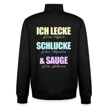 Ich lecke schlucke sauge. - Unisex Organic Zip Sweatshirt von Stanley/Stella - Schwarz - Hinten - AI Model Male 185 light (185cm)