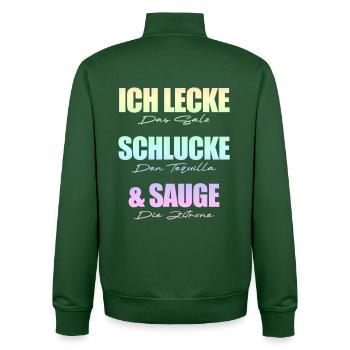 Ich lecke schlucke sauge. - Unisex Organic Zip Sweatshirt von Stanley/Stella - Flaschengrün - Hinten - AI Model Male 185 dark (185cm)