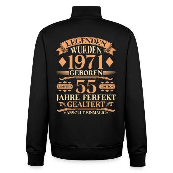 Jahrgang 1971 – 55 Jahre perfekt gealtert - Unisex Organic Zip Sweatshirt von Stanley/Stella - Schwarz - Hinten - AI Model Male 185 light (185cm)