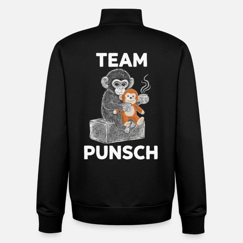 Team Punch Monkey Christmas - Unisex Organic Zip Sweatshirt by Stanley/Stella - black