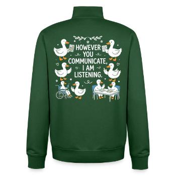 No matter what your voice is, I stay tuned - Unisex Organic Zip Sweatshirt by Stanley/Stella - bottle green - Back - AI Model Male 185 dark (185cm)