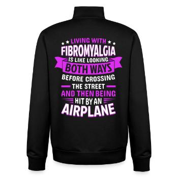 Funny Quote For Fibromyalgia Awareness - Unisex Organic Zip Sweatshirt by Stanley/Stella - black - Back - AI Model Male 185 light (185cm)
