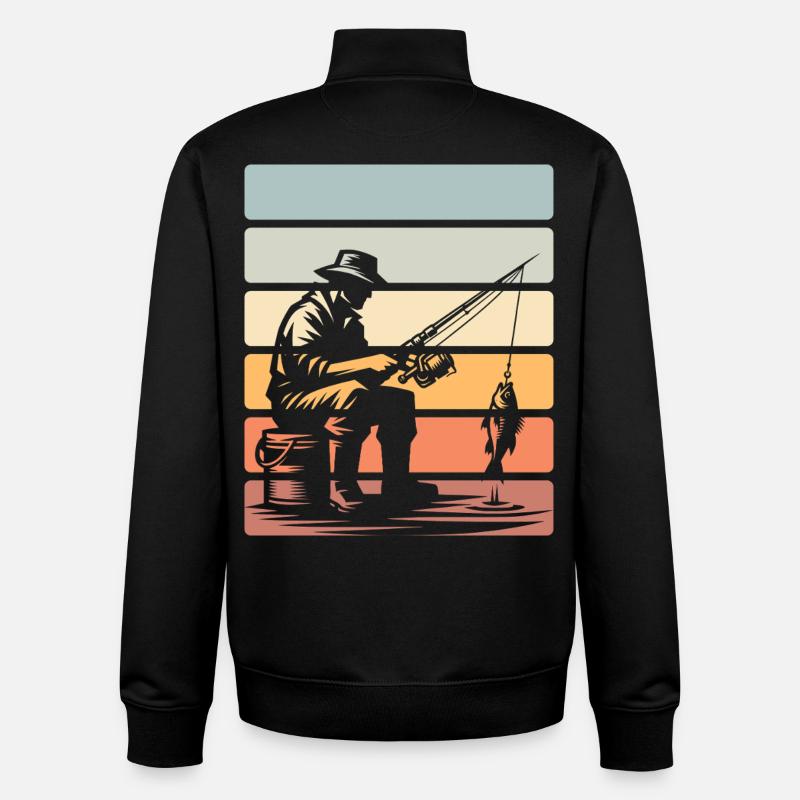Pêcheurs à la ligne - Sweat zippé unisexe en coton bio Stanley/Stella - noir