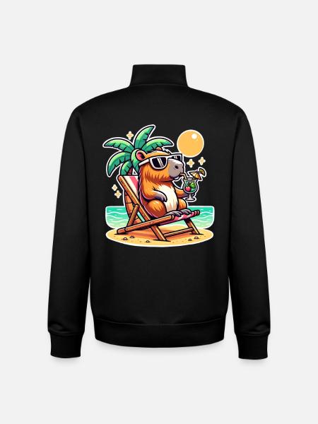 Capybara Holidays - Unisex Organic Zip Sweatshirt by Stanley/Stella - black