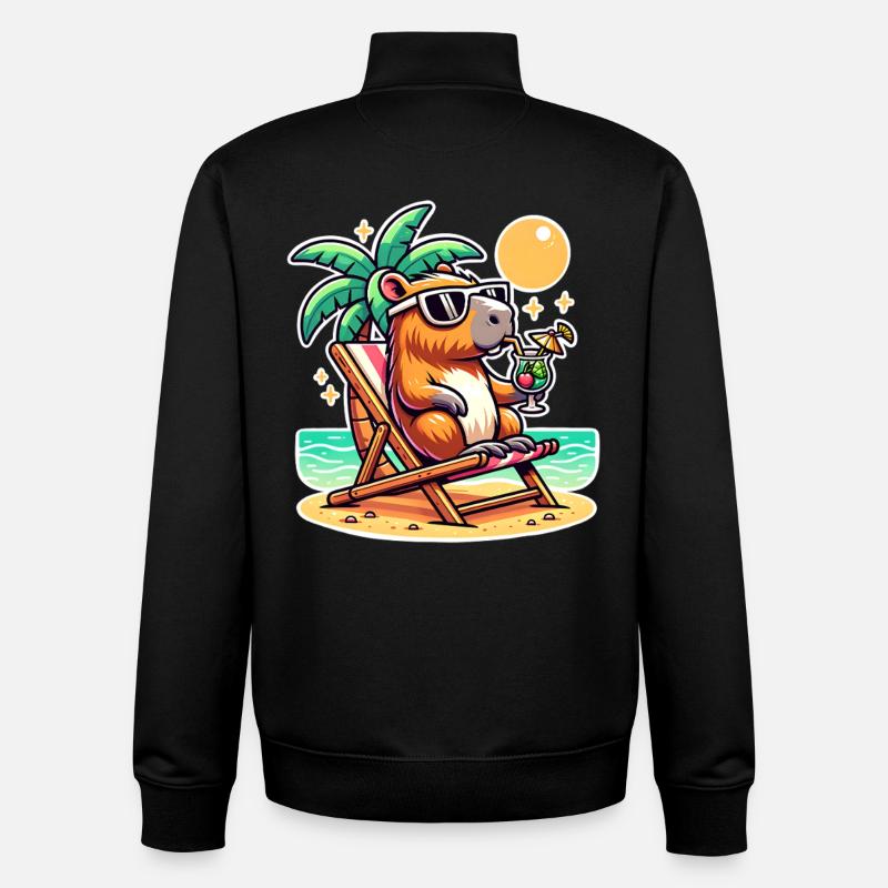 Capybara Urlaub - Unisex Organic Zip Sweatshirt von Stanley/Stella - Schwarz