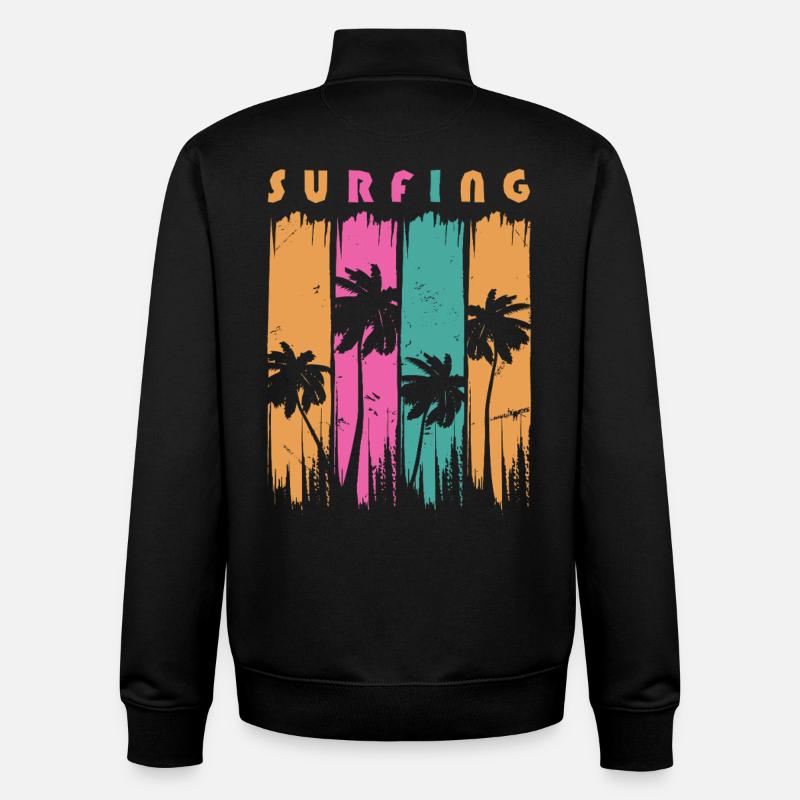 Surf Surfen Surfer - Sweat zippé unisexe en coton bio Stanley/Stella - noir