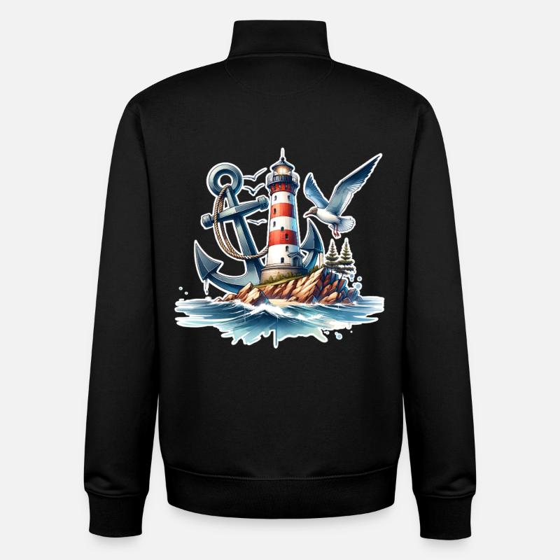 Lighthouse Anchor - Unisex Organic Zip Sweatshirt by Stanley/Stella - black