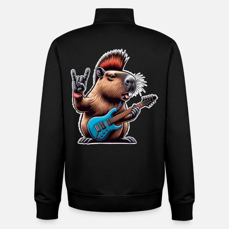 Guitariste électrique Rock N Roll - Sweat zippé unisexe en coton bio Stanley/Stella - noir
