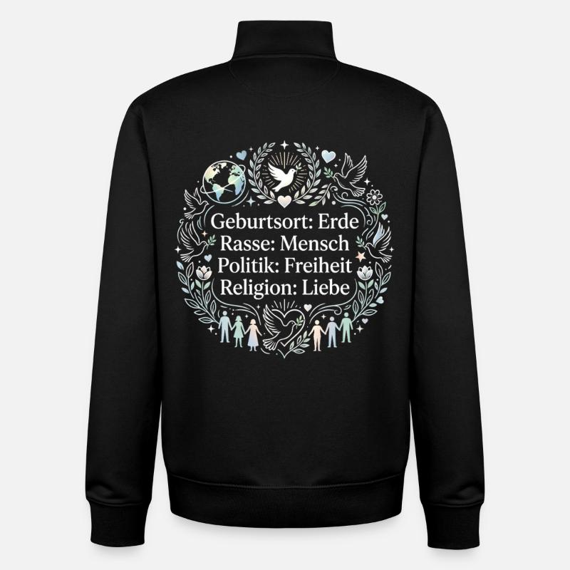 Gegen Rassismus - Unisex Organic Zip Sweatshirt von Stanley/Stella - Schwarz