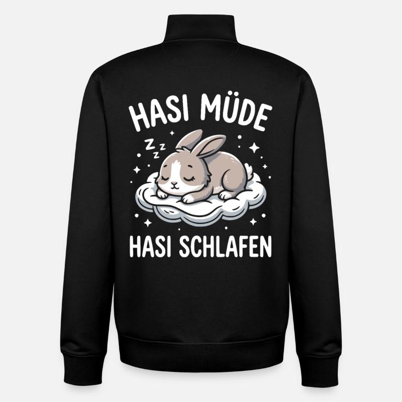 Lapin fatigué lapin endormi - Sweat zippé unisexe en coton bio Stanley/Stella - noir