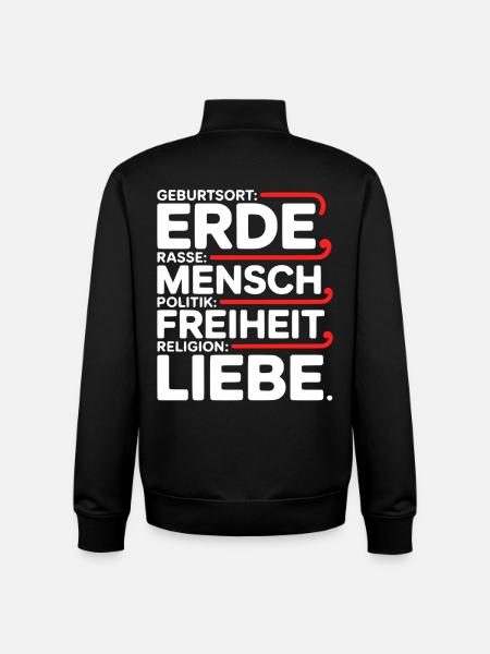 Gegen Rassismus - Unisex Organic Zip Sweatshirt von Stanley/Stella - Schwarz