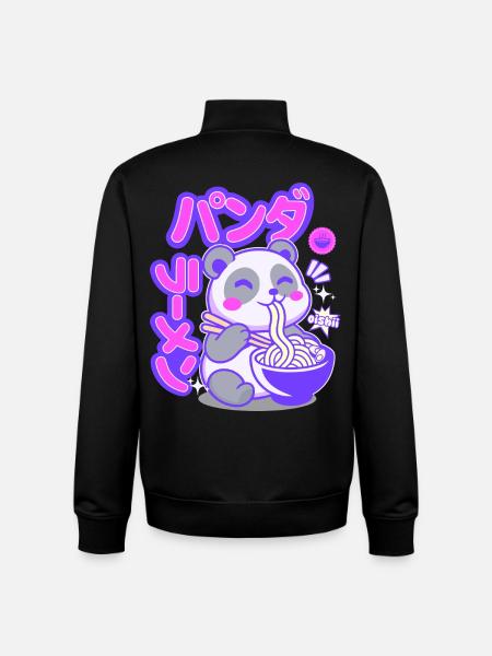 Panda mit Ramen Nudeln  - Unisex Organic Zip Sweatshirt von Stanley/Stella - Schwarz