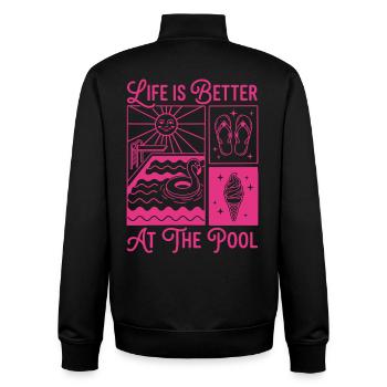 Life is Better at the Pool Summer Shirt - Unisex Organic Zip Sweatshirt by Stanley/Stella - black - Back - AI Model Male 185 light (185cm)
