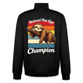 Nap Champion Sloth Shirt Funny Lazy Gift - Unisex Organic Zip Sweatshirt von Stanley/Stella - Schwarz - Hinten - AI Model Male 185 light (185cm)