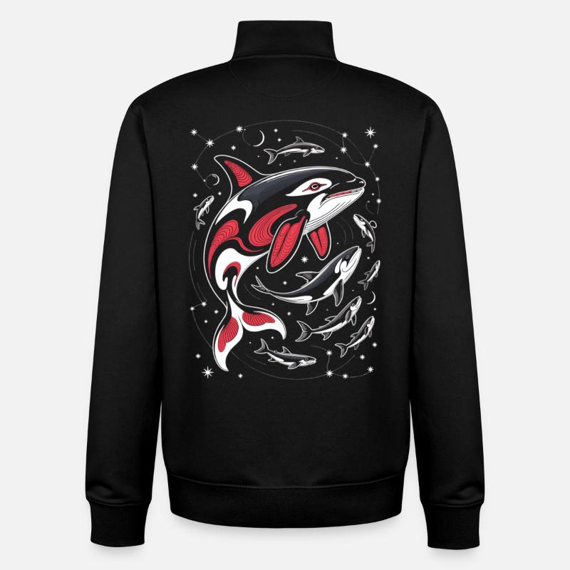 Chemise de baleine Orca Univers Mer - Sweat zippé unisexe en coton bio Stanley/Stella - noir
