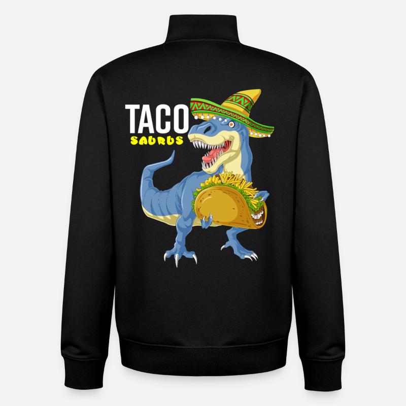 Tacosaurus Cinco De Mayo Shirt - Unisex Organic Zip Sweatshirt by Stanley/Stella - black