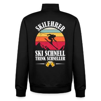 Ski MONITEUR DE SKI SKI SKI FAST DRINK FASTER - Sweat zippé unisexe en coton bio Stanley/Stella - noir - Dos - AI Model Male 185 light (185cm)