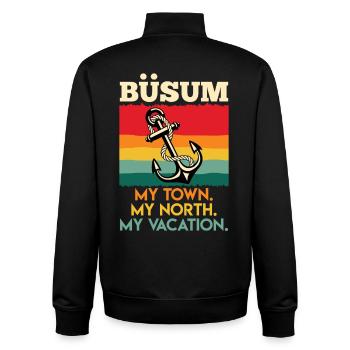 BÜSUM MEINE STADT MEIN NORDEN MEIN URLAUB Lustig - Unisex Organic Zip Sweatshirt von Stanley/Stella - Schwarz - Hinten - AI Model Male 185 light (185cm)