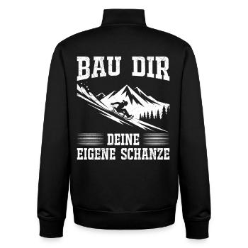 Rodel Piste BAU DIR DEINE EIGENE SCHANZE LUSTIG - Unisex Organic Zip Sweatshirt von Stanley/Stella - Schwarz - Hinten - AI Model Male 185 light (185cm)