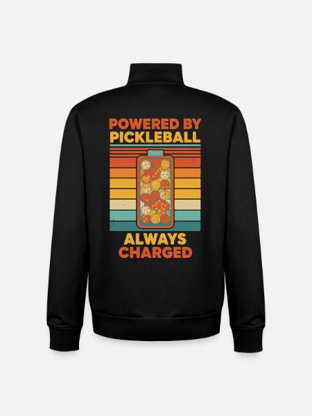 Pickleball Powered By Pickleball Always Charged - Unisex Organic Zip Sweatshirt by Stanley/Stella - black