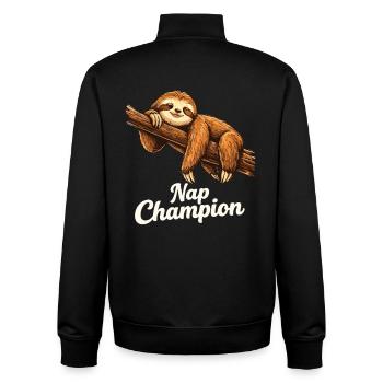 Nap Champion Sloth Shirt Funny Lazy Gift - Unisex Organic Zip Sweatshirt von Stanley/Stella - Schwarz - Hinten - AI Model Male 185 light (185cm)