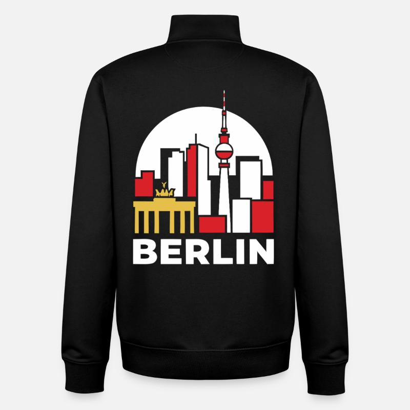 Tour de télévision Berlin Skyline - Sweat zippé unisexe en coton bio Stanley/Stella - noir
