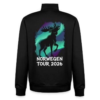 Tournée en Norvège 2026 Moose - Sweat zippé unisexe en coton bio Stanley/Stella - noir - Dos - AI Model Male 185 light (185cm)