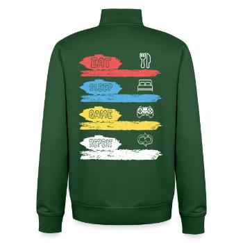 JEU DE MANGER ET DORS RÉPÉTER - V2 - Sweat zippé unisexe en coton bio Stanley/Stella - vert bouteille - Dos - AI Model Male 185 dark (185cm)