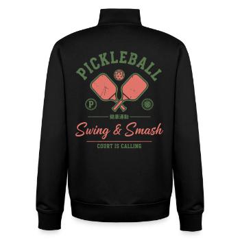 Pickleball Lustiger Schwung und Smash Court - Unisex Organic Zip Sweatshirt von Stanley/Stella - Schwarz - Hinten - AI Model Male 185 light (185cm)