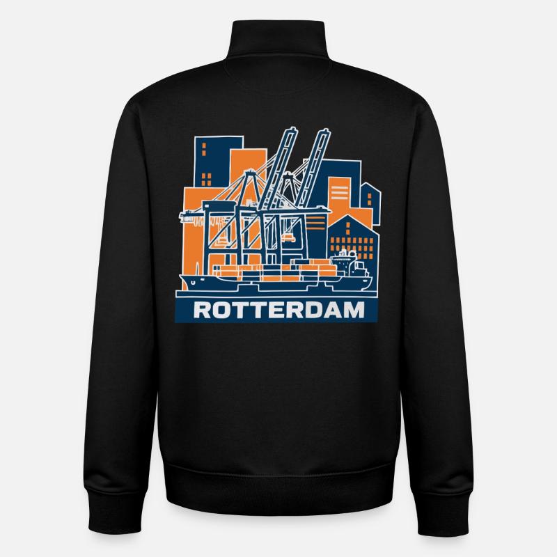 Rotterdam Hafen Kran Containerschiff - Unisex Organic Zip Sweatshirt von Stanley/Stella - Schwarz