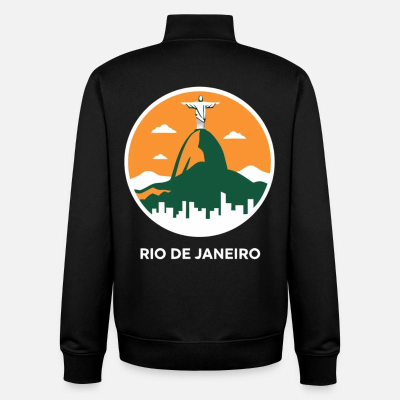 Rio de Janeiro Christ Redeemer - Unisex Organic Zip Sweatshirt by Stanley/Stella - black