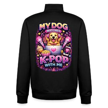 My Dog Watches K-Pop With Me - Unisex Organic Zip Sweatshirt von Stanley/Stella - Schwarz - Hinten - AI Model Male 185 light (185cm)