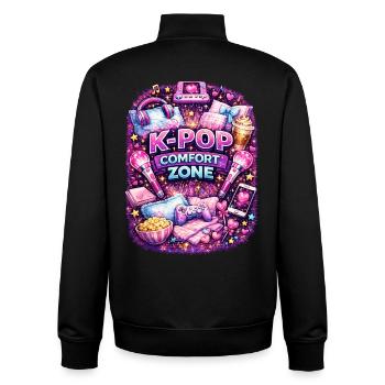 K Pop Comfort Zone - Unisex Organic Zip Sweatshirt von Stanley/Stella - Schwarz - Hinten - AI Model Male 185 light (185cm)